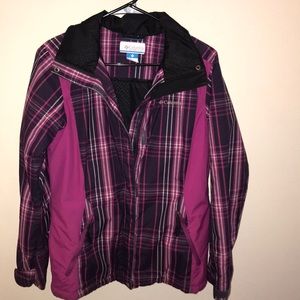 Columbia Snowy Lake Purple Pink Plaid Jacket Size Small